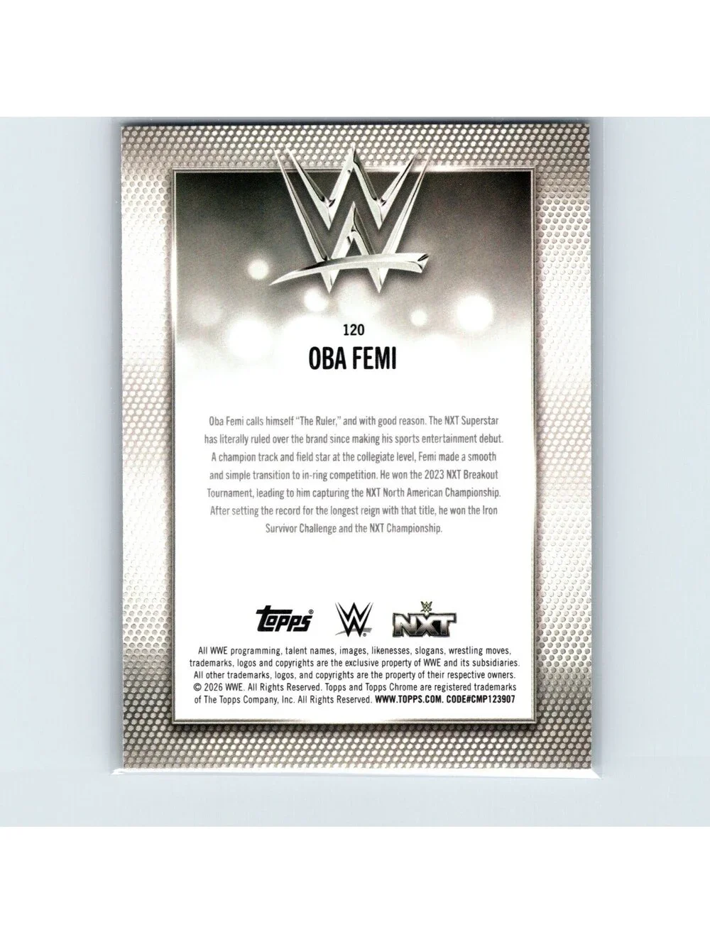 2026 Topps Chrome WWE Oba Femi #120 Pink Mini Diamonds Refractor #/250 NXT